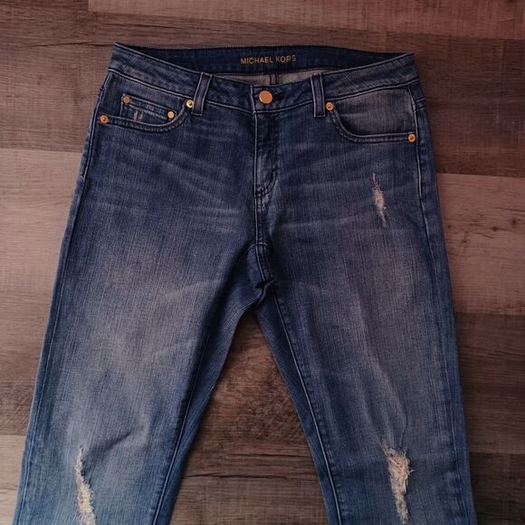 Michael Kors Dillon Relaxed, Women's Size 2 Distressed Blue Jeans - Picture 5 of 12